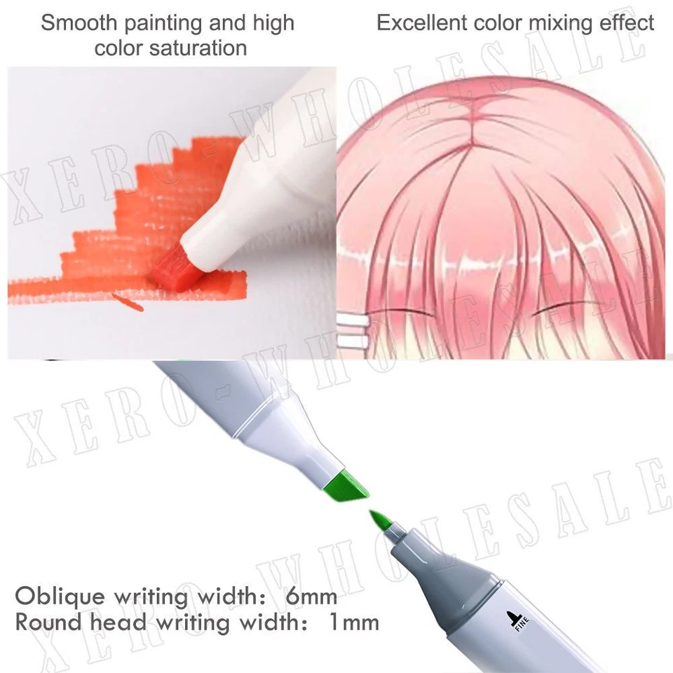 60 Color Dual-Tip Marker Pens Alcohol Based Ink Artist Sketching Graphic Designs - image 4 of 4