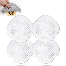 Hair Drain Catcher,Square Cover for Shower Silicone Pure White