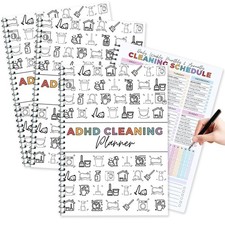 4Pcs Adhd Cleaning Planner Schedule and Checklist Organizer, Daily Weekly Mon...