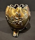 Vintage Northwood Finely Cut Carnival Glass Rose Bowl Iridescent Green