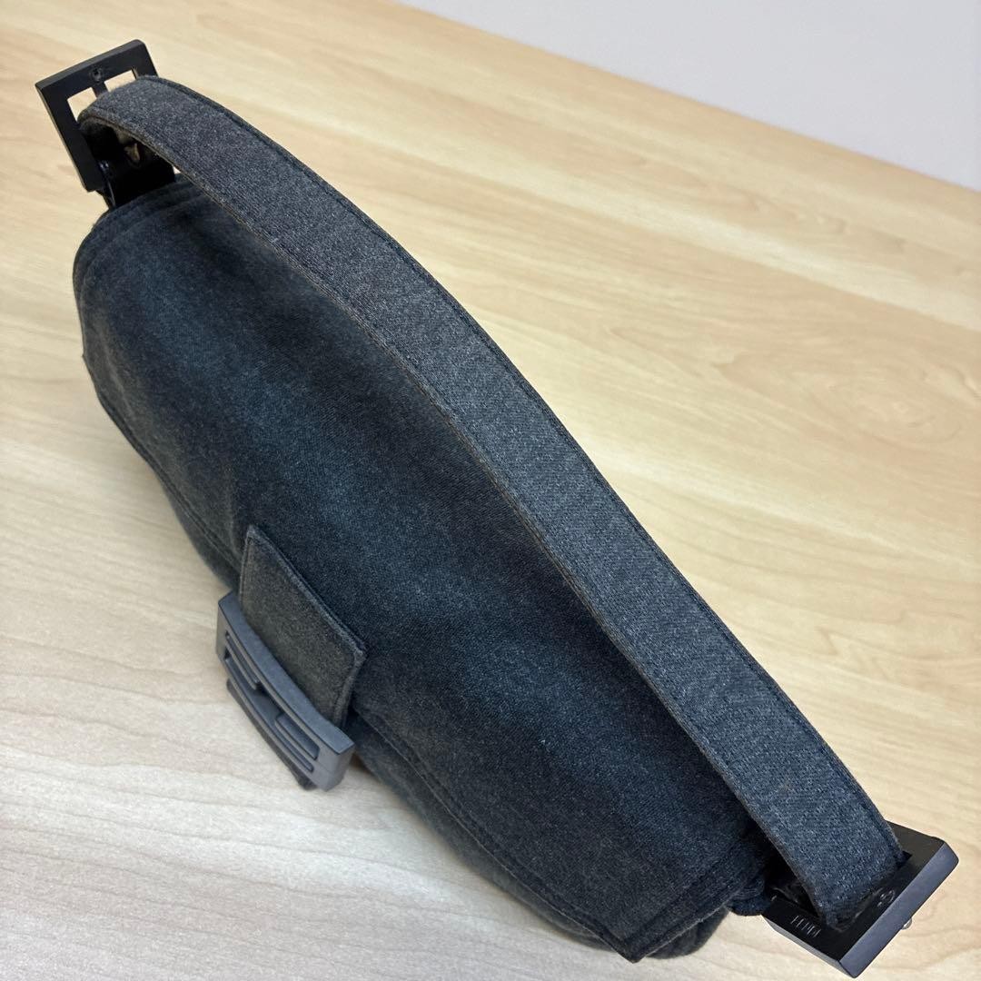 FENDI Mamma Bucket Shoulder Bag Cotton Dark Gray From Japan Used Rare item Auth thumbnail 4