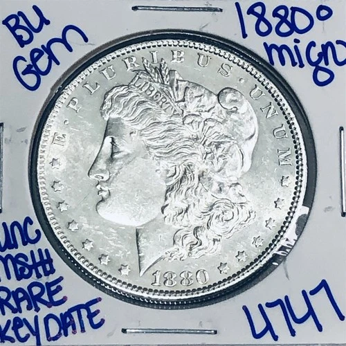 1880 MICRO O BU UNCIRCULATED MORGAN SILVER DOLLAR U.S. MINT RARE KEY DATE 4747
