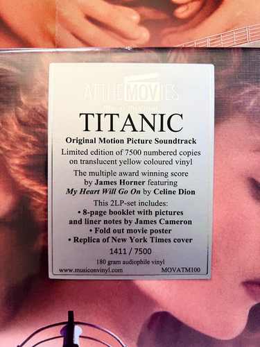Titanic (Music From The Motion Picture) Yellow Numbered Limited Edition LP Vinyl - Picture 3 of 10