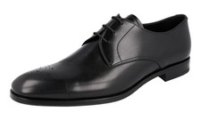 PRADA Fine Derby Dress Shoes - Brogue Ornamented - Black - NEW -  US 10 EU 43