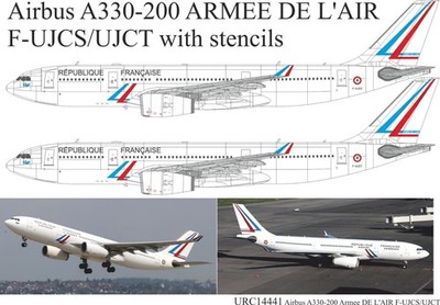 UpRise Decals URC14441  Airbus A330-200 Armée de l'Air (F-UJCS/UJCT)  1/144
