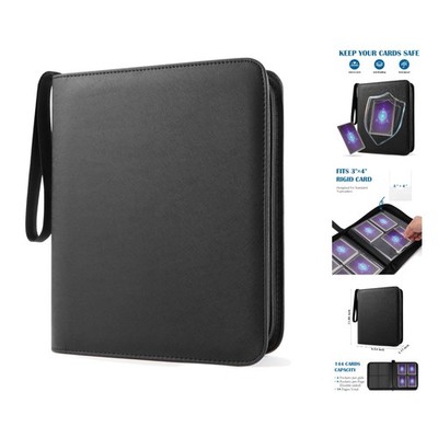 Top Loader Binder 4 Pocket,144 Toploaders for 3/4 Cards, Side Loading Toploader