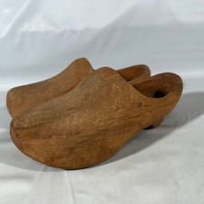 Vtg Hand Carved Wooden Dutch Clogs Unbranded Raw Wood Traditional Unpainted N