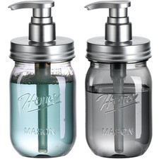 Plastic Mason Jar Soap Dispenser with Pump Lid,16OZ Refillable Hand Soap Disp...
