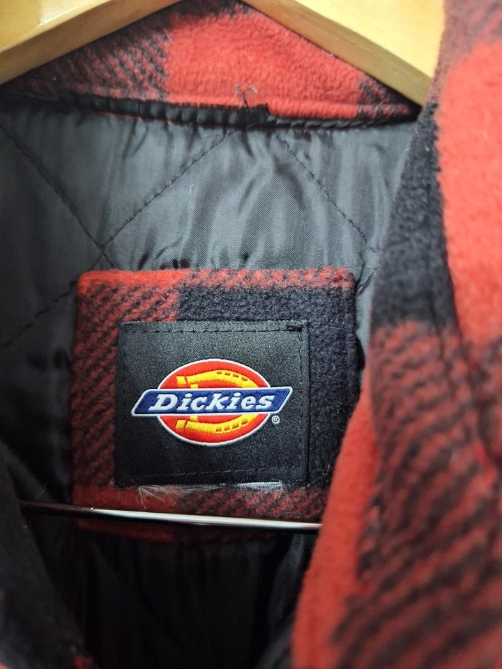 Vintage Dickie's Flannel Shirt Jacket Mens L Buffalo Plaid Quilted Lined Utility - Image 4 of 4