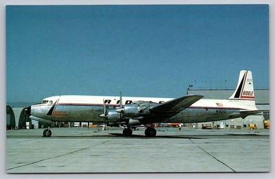 Riddle Airlines Douglas DC-7CF Postcard Oakland 1961 Vintage Plane
