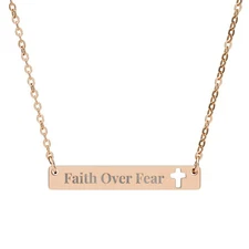 Faith Over Fear Cutout Bar Necklace