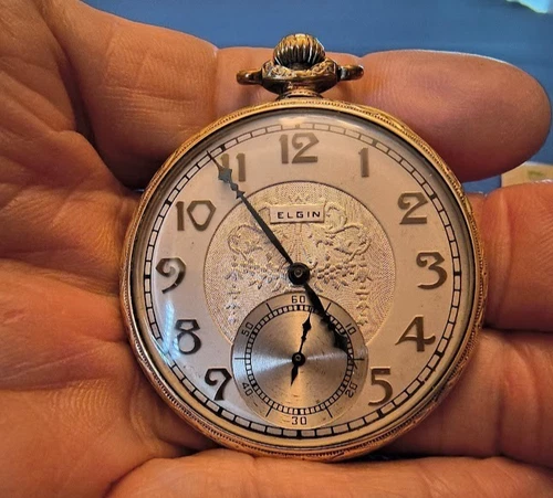 Vtg  1928 Elgin 12s  Mdl 3, 17J, Grade 345, A.W.C.  14K Filled Extra Case READ