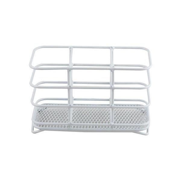 Cutlery Drainer Basket White 3 Compartment Steel Kitchen Sink Utensil Holder