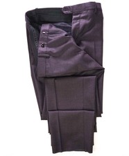  895 GIORGIO ARMANI - Solid Dark Cherry Brown Wool Pants - 39W