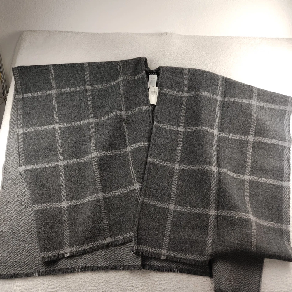 Suéter xale Lauren Ralph Lauren etiqueta preta cinza tamanho único novo com etiquetas - Imagem 3 de 4