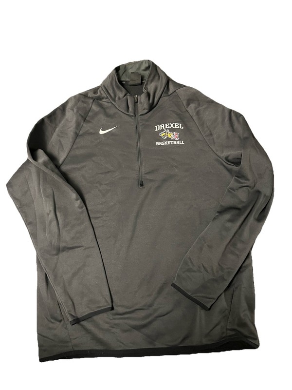 Nike Dri fit Drexel University Basketball Mens L Quarter Zip Sweatshirt Gray