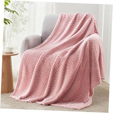 Fleece Throw Blanket for Couch, Cozy Lightweight Throw  50x70 IN  Pink