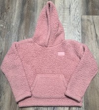 Abercrombie Kids Hoodie Youth 9/10 Pink Sherpa Fleece Pullover Warm Soft Pocket