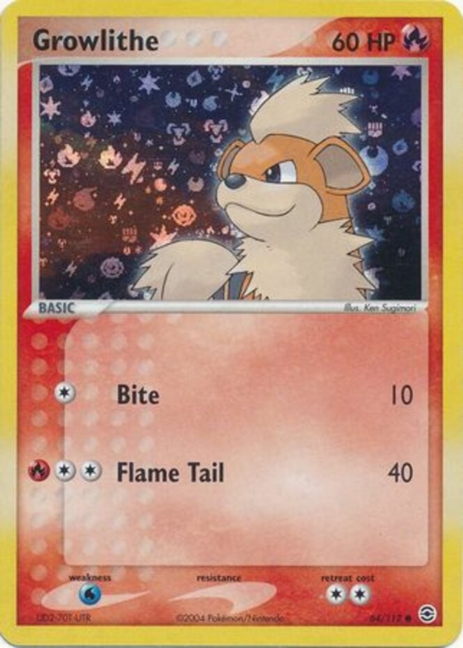 Growlithe - 64/112 - Common - Reverse Holo - NM - EX FireRed & LeafGreen