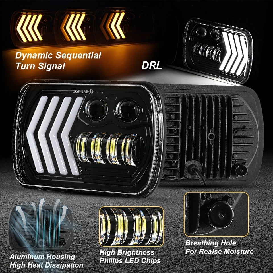 7x6" Headlight DRL Flowing Turn Signal For Freightliner MT35 MT45 MT55 Step Van - Image 4 of 4