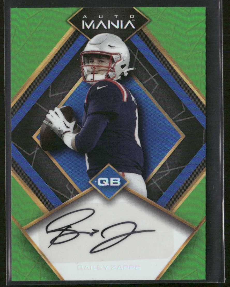 Bailey Zappe Wild Card Auto Mania Autographs #AMD1 Diamond-Green