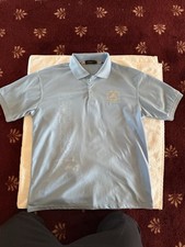 Burberry London Polo Shirt Mens Large Blue Crest Logo Monogrammed Graphic Golf