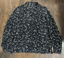 Dolce & Gabbana Men Black All-Over Logo Script Graffiti Print Shirt 44