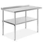OPEN BOX - Stainless Steel Kitchen Work Prep Table with Backsplash - 24" x 48"