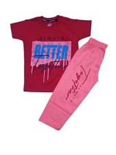 Kids Cotton T Shirt and Pajama Set 2 Piece Summer Outfit