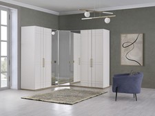 Eckschrank Kleiderschrank Schränke Weiß Holz Spiegel 7 Türen Groß