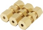 Hooshing 3PCS Brass Compression Tube Pipe Fitting 1/8" 1/8 Inch, Copper