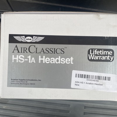 ASA Air Classics HS-1A Aviation Headset Headphones With Two Prong Plug