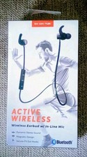 Wireless Black Earbuds In Line Mic Bluetooth Dynamic Stereo Ear Hooks