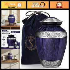 Large Purple Cremation Urn for Adult Ashes - Handcrafted Memorial Container, Up