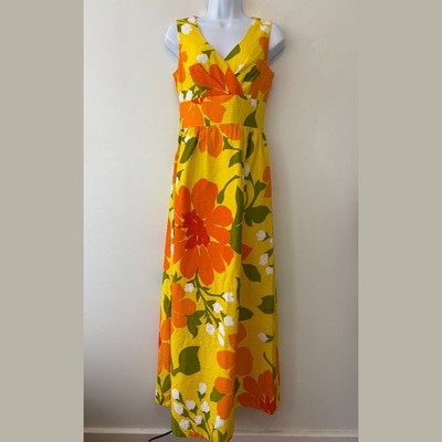 chinese dress ladies Vintage Malia Orange and White Maxi Dress  The Frippery Palm Springs