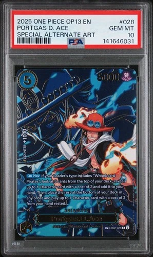 PORTGAS D. ACE - OP13 (SP) EB02-028 CARRYING ON HIS WILL FOIL - PSA10