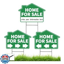 3 Pack Home For Sale Signs, House for Sale Sign with Metal Stakes - 17"x12" D...