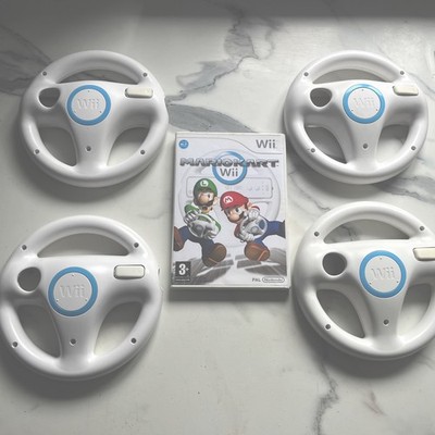 Wii Mario Kart Spiel mit 4 x offiziellen Rennrädern - Nintendo Mariokart