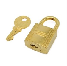 HERMES Cadena Padlock Key Set Charm Gold Number 121 Japan 15
