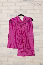 Vintage Japanese Chirimen Silk Scarf, Fuchsia Hot Pink with Shibori Technique