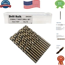 12 Pack 7/32-Inch Cobalt Steel M35 Jobber Length Drill Bits for Hard Metals
