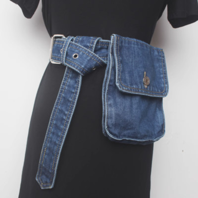 Women Cargo Denim Belt Corset Wide Waistband with Pocket Retro Casual Decoration