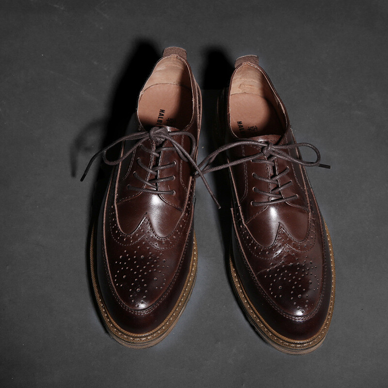 SAOLA Scarpe Oxford da uomo in pelle di vacchetta di fascia alta con lacci intagliati traspiranti