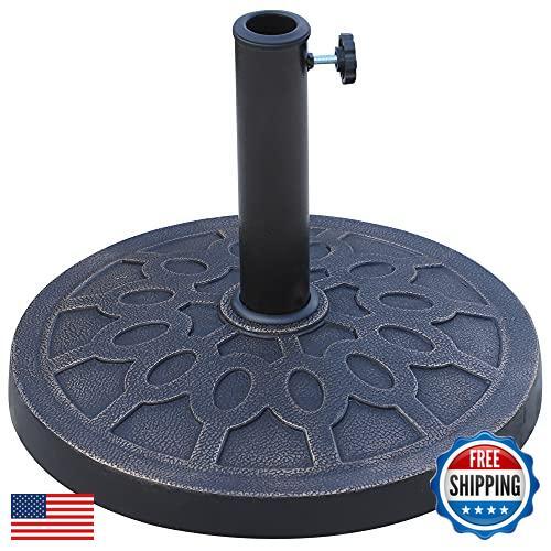 Outsunny 18" 26 lbs Round Resin Umbrella Base Stand Market Parasol Holder wit