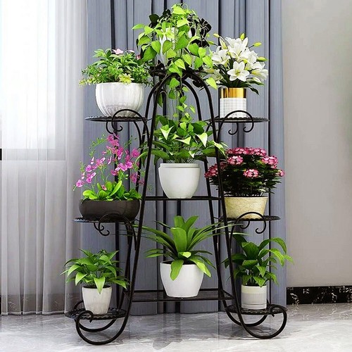 Extra Large 9 Tiers Plant Stand Flower Pot Metal Shelf Rack Indoor Balcony Decor - Picture 13 of 27