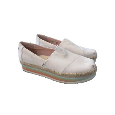 Toms Alpargata Rope High Platform Slip On Shoes Women White Canvas  Comfort