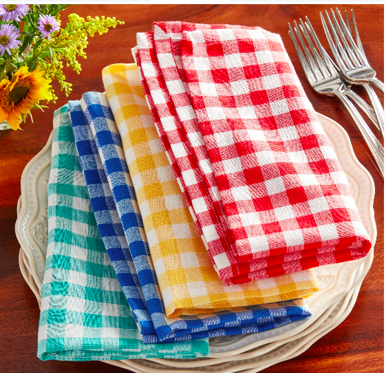 NWT PIONEER WOMAN GINGHAM CLOTH NAPKINS SET OF 4 COTTON BLEND FABRIC 18