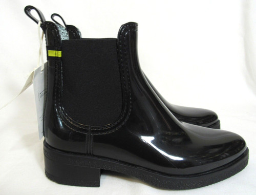Lemon Jelly Black Vegan Chelsea Rain Booties Size 8 /38 NWT