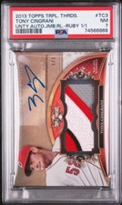 Tony Cingrani 2013 Topps Triple Threads Ruby Patch Auto 1/1 PSA 7 NM