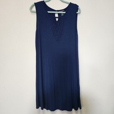 Chelsea Theodor Dress L Blue Lace Crochet Beach Boho Coastal Nautical Whimsy